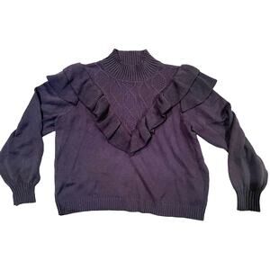 Eloquii Elements cable knit ruffle neck sweater size 18/20
